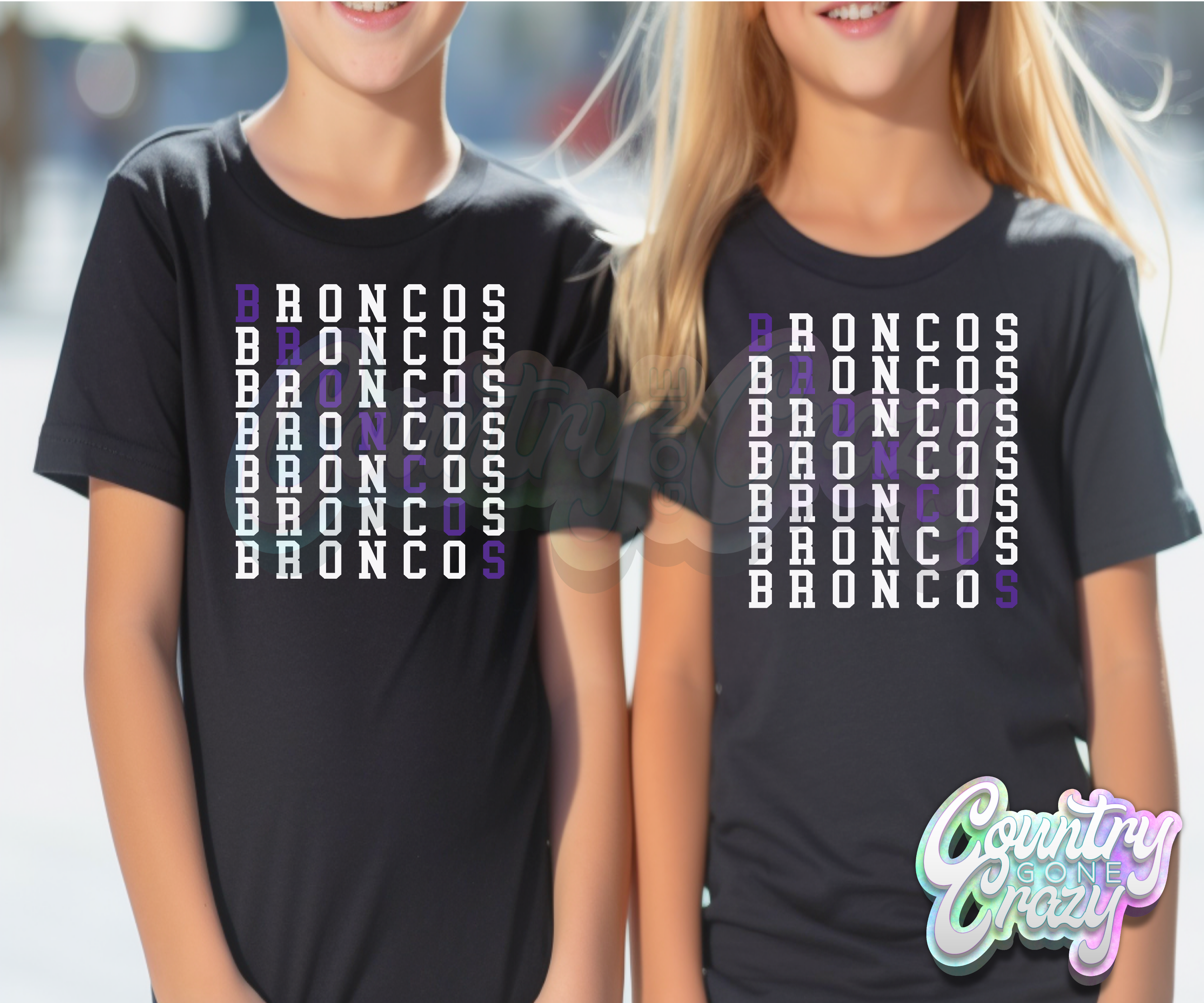 Broncos • Purple • Stacked T-Shirt