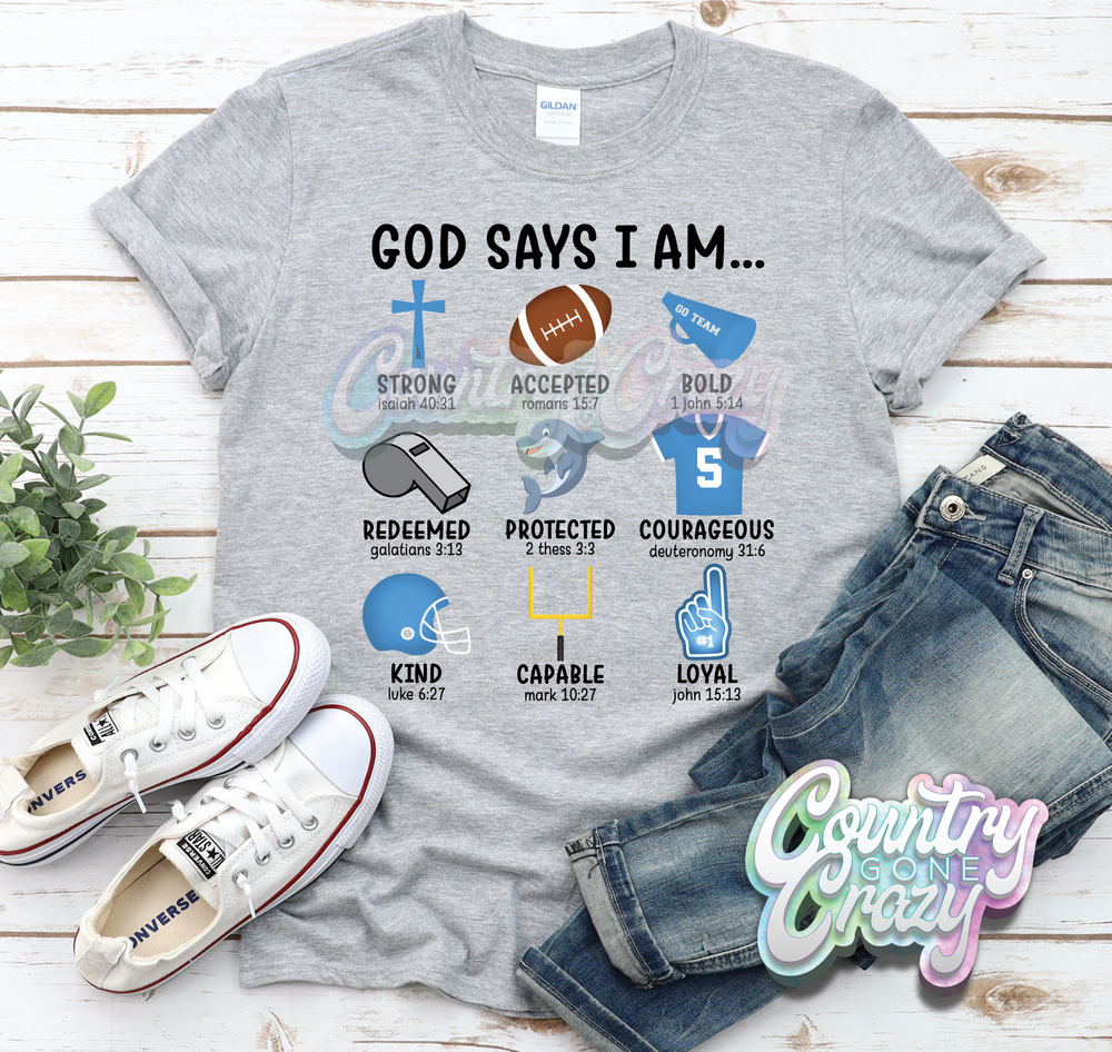 God Says I Am - De Zavala Dolphins - T-Shirt-Country Gone Crazy-Country Gone Crazy