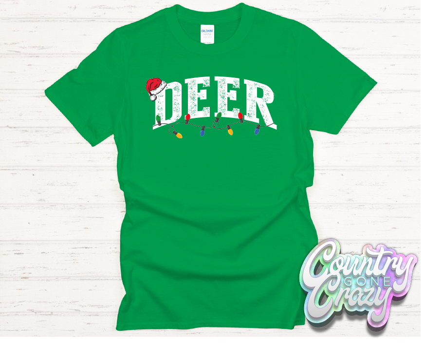 DEER - CHRISTMAS LIGHTS - T-SHIRT-Country Gone Crazy-Country Gone Crazy