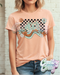 DEER ** BOHO WAVE** BELLA CANVAS HEATHER PEACH T-SHIRT-Country Gone Crazy-Country Gone Crazy