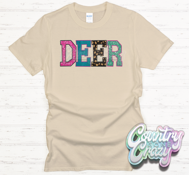 Deer Faux Applique T-Shirt-Country Gone Crazy-Country Gone Crazy