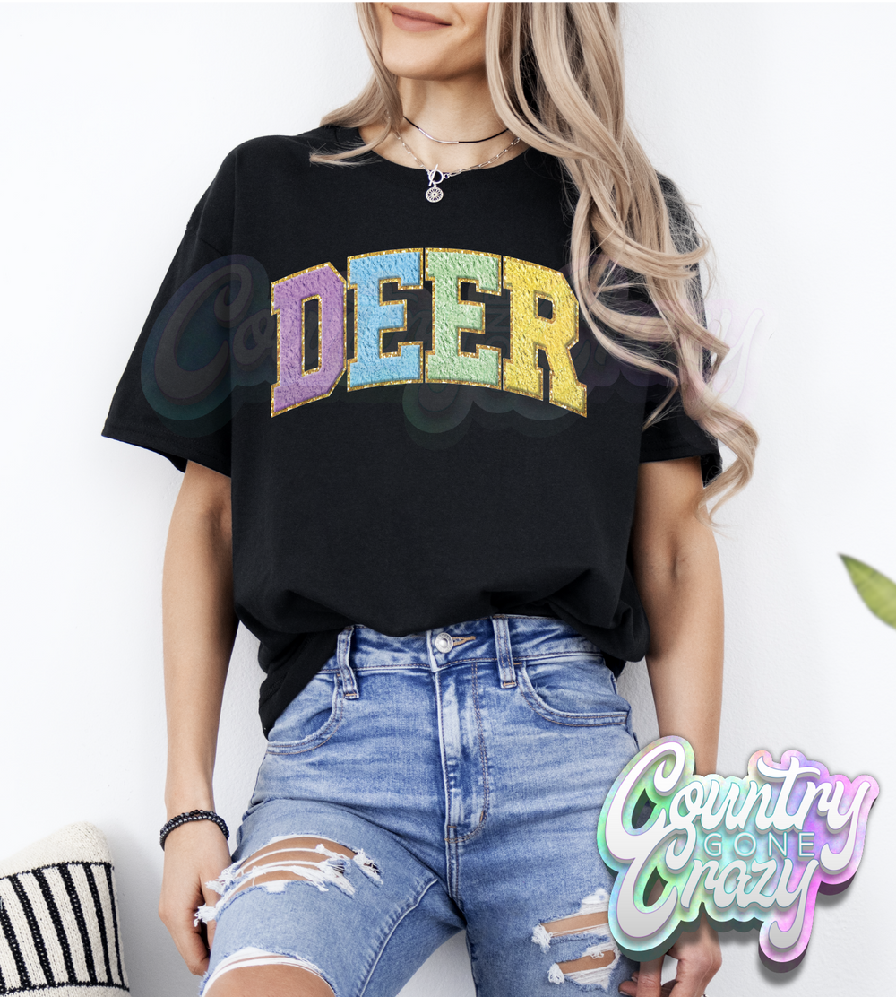 Deer - Faux Chenille - T-Shirt-Country Gone Crazy-Country Gone Crazy