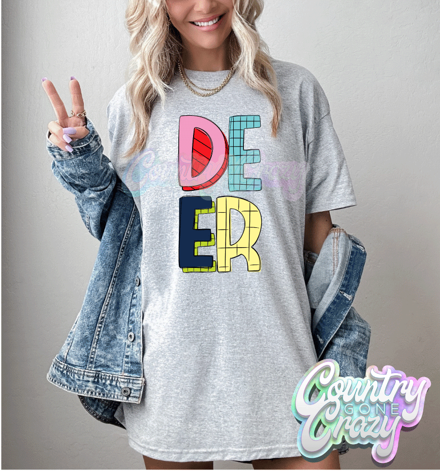 Deer // Stripey // T-Shirt-Country Gone Crazy-Country Gone Crazy