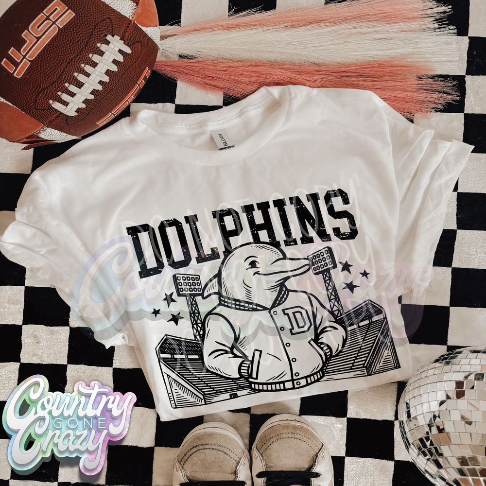 Dolphins ~ Letterman ~ Natural T-Shirt-Country Gone Crazy-Country Gone Crazy