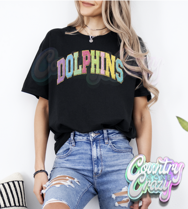 Dolphins - Faux Chenille - T-Shirt-Country Gone Crazy-Country Gone Crazy
