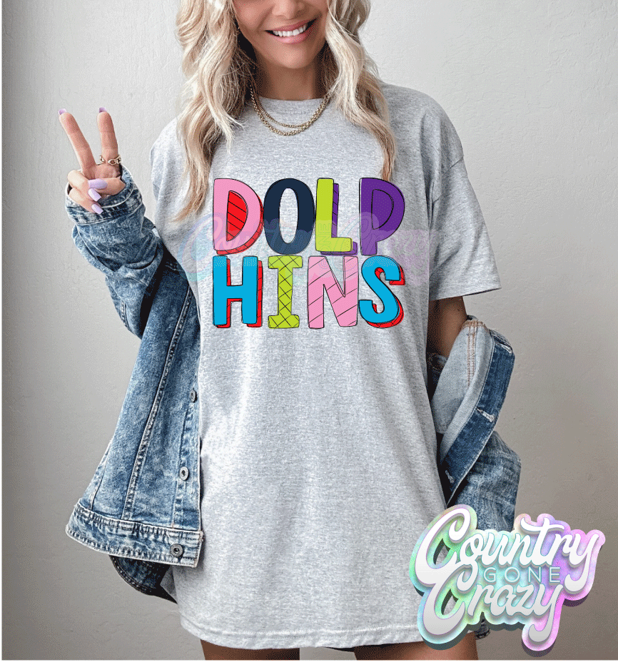 Dolphins // Stripey // T-Shirt-Country Gone Crazy-Country Gone Crazy
