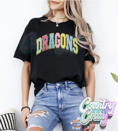 Dragons - Faux Chenille - T-Shirt-Country Gone Crazy-Country Gone Crazy