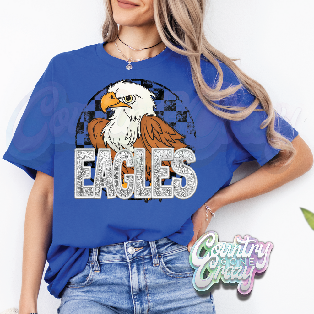 Eagles - Faux Glitter Letters - T-Shirt-Country Gone Crazy-Country Gone Crazy