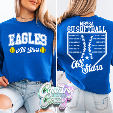 MBYSA 6U SOFTBALL - EAGLES ALL STARS - T-SHIRT-Gildan-Country Gone Crazy