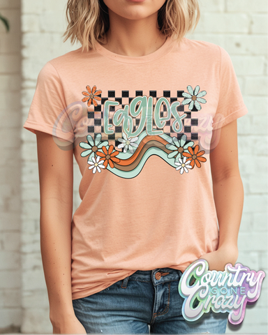 EAGLES ** BOHO WAVE** BELLA CANVAS HEATHER PEACH T-SHIRT-Country Gone Crazy-Country Gone Crazy