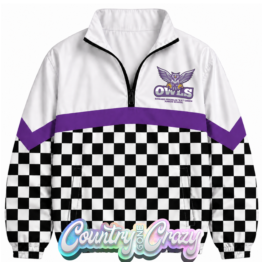 SCHOOL COLORS: PURPLE/BLACK WINDBREAKER // IN STOCK NOW!