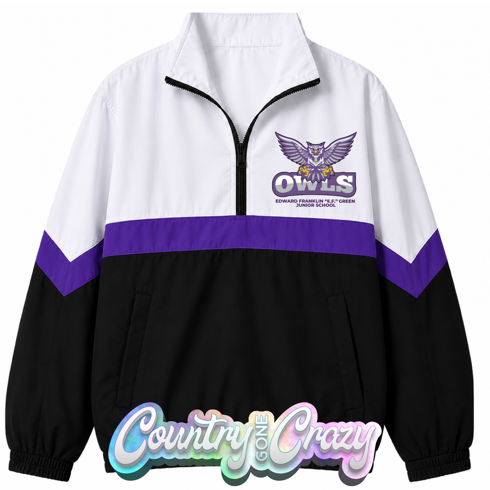 SCHOOL COLORS: PURPLE/BLACK WINDBREAKER // IN STOCK NOW!