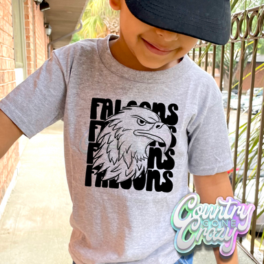 Falcons Mascot Stacked T-Shirt-Country Gone Crazy-Country Gone Crazy