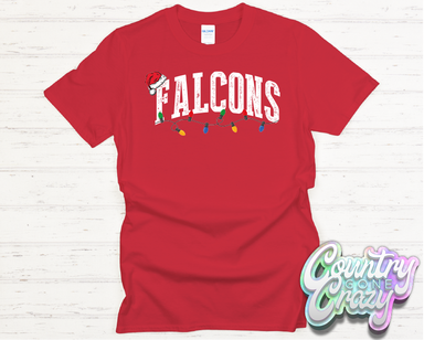 FALCONS - CHRISTMAS LIGHTS - T-SHIRT-Country Gone Crazy-Country Gone Crazy