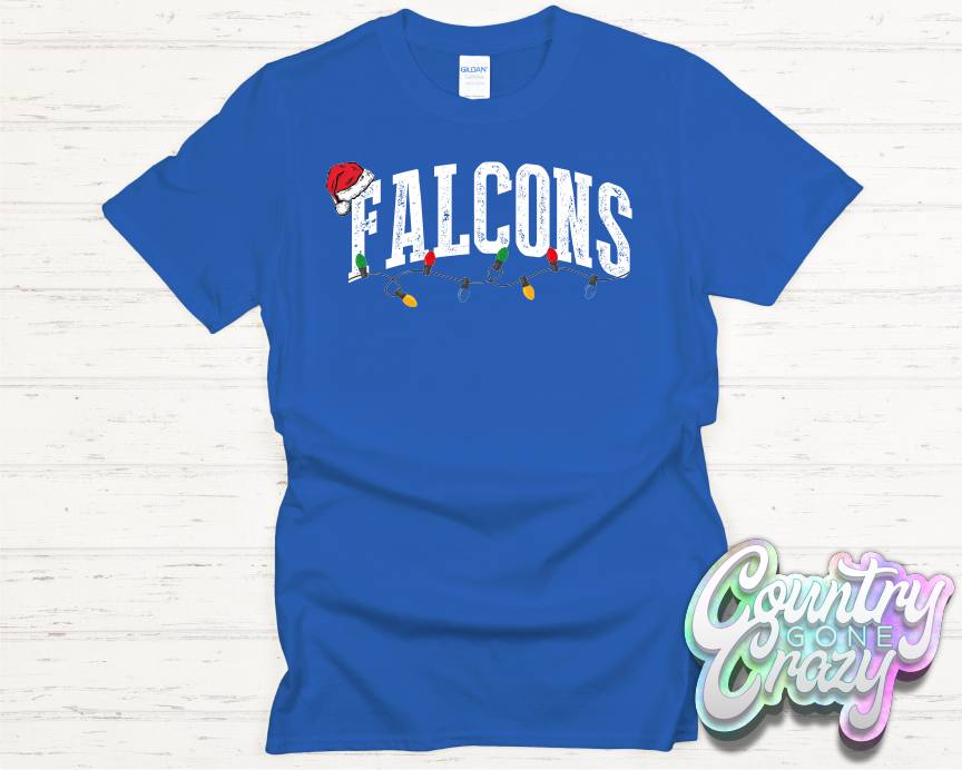 FALCONS - CHRISTMAS LIGHTS - T-SHIRT-Country Gone Crazy-Country Gone Crazy