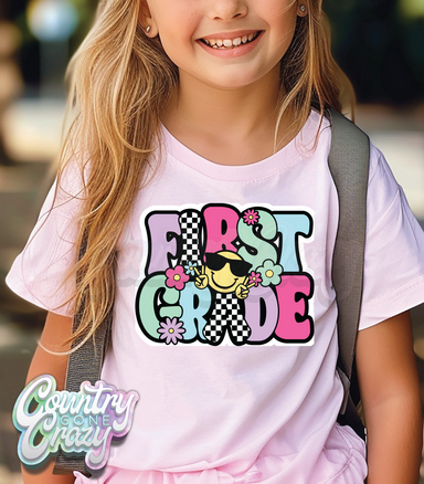 RETRO - FIRST GRADE / LT. PINK T-SHIRT-Country Gone Crazy-Country Gone Crazy