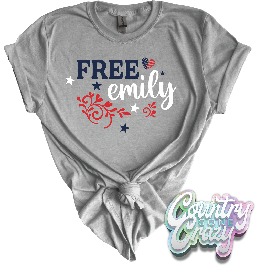 Free Emily - Sports Grey T-Shirt-Country Gone Crazy-Country Gone Crazy