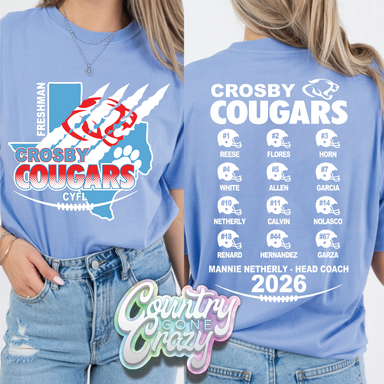 Crosby Cougars 2026 Freshman Football T-Shirt-Country Gone Crazy-Country Gone Crazy