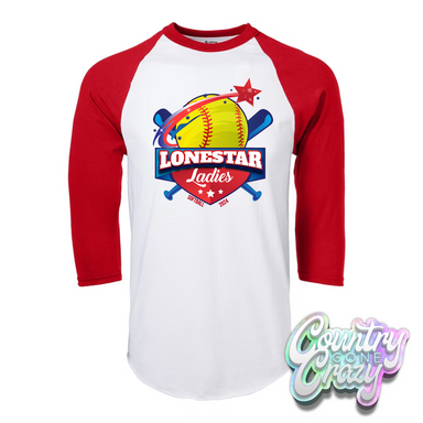 Lonestar Ladies Softball Raglan-Bella + Canvas-Country Gone Crazy