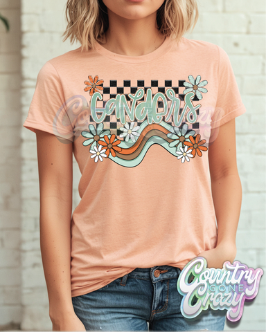 GANDERS ** BOHO WAVE** BELLA CANVAS HEATHER PEACH T-SHIRT-Country Gone Crazy-Country Gone Crazy