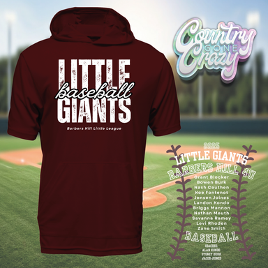 Little Giants Baseball with Roster - Short Sleeve Hoodie-BAW-Country Gone Crazy
