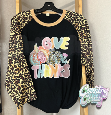 Give Thanks (FLASH SALE) •• JLT Raglan// Cheetah Sleeves-Country Gone Crazy-Country Gone Crazy