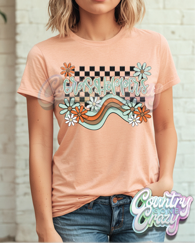 GRASSHOPPERS ** BOHO WAVE** BELLA CANVAS HEATHER PEACH T-SHIRT-Country Gone Crazy-Country Gone Crazy