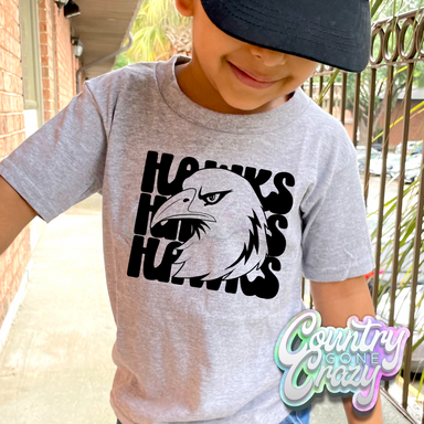 Hawks Mascot Stacked T-Shirt-Country Gone Crazy-Country Gone Crazy