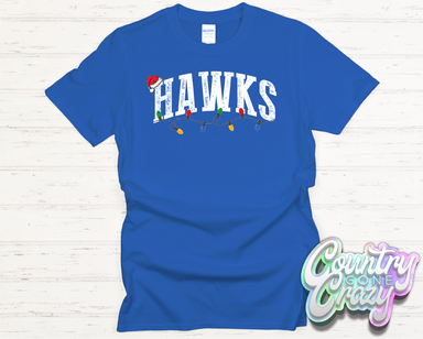 HAWKS - CHRISTMAS LIGHTS - T-SHIRT-Country Gone Crazy-Country Gone Crazy