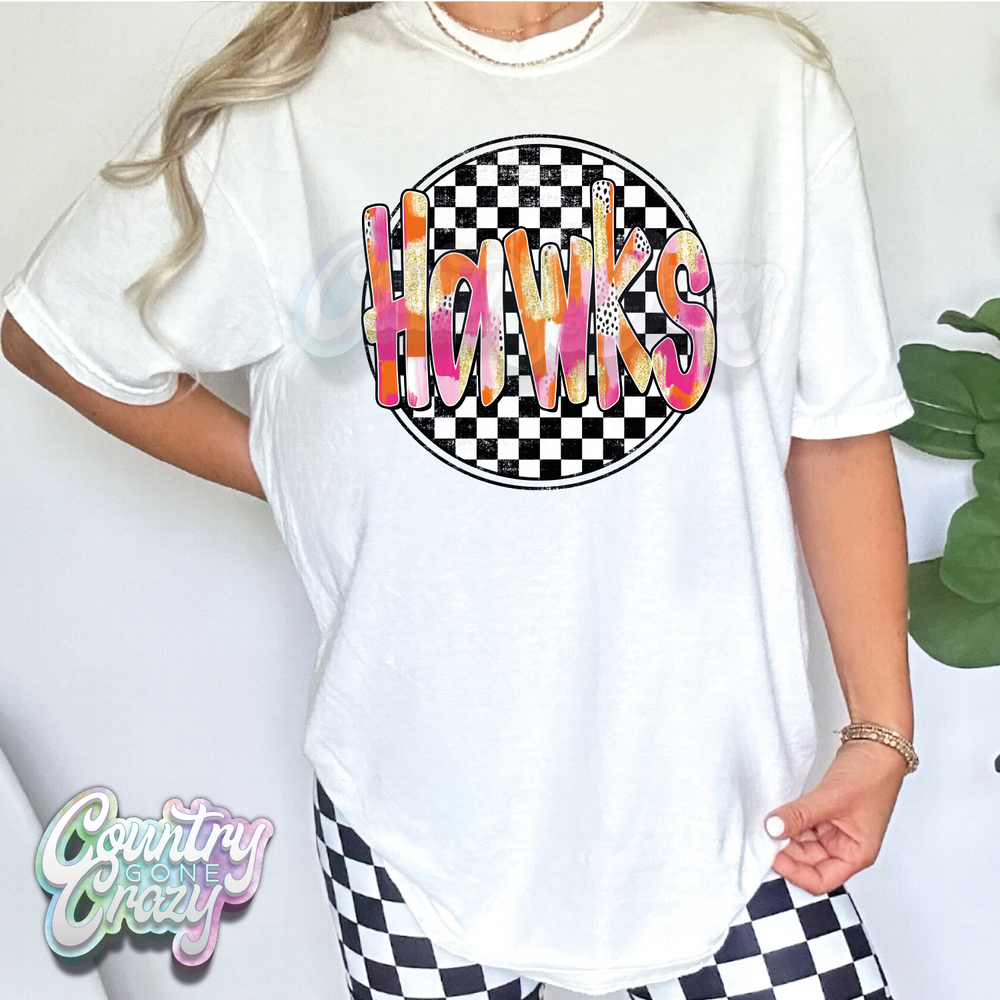 Hawks - Checkered Splash - T-Shirt-Country Gone Crazy-Country Gone Crazy