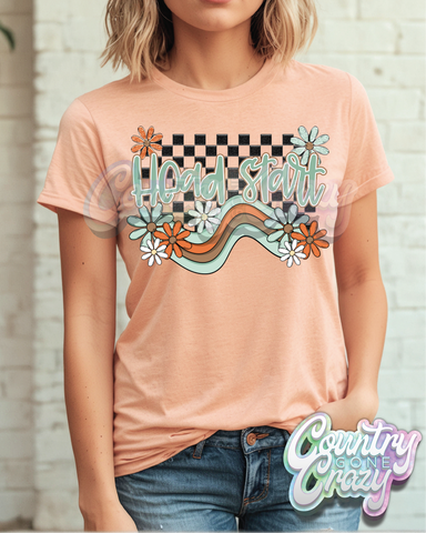 HEAD START ** BOHO WAVE** BELLA CANVAS HEATHER PEACH T-SHIRT-Country Gone Crazy-Country Gone Crazy