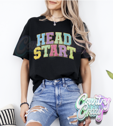 HEAD START - Faux Chenille - T-Shirt-Country Gone Crazy-Country Gone Crazy
