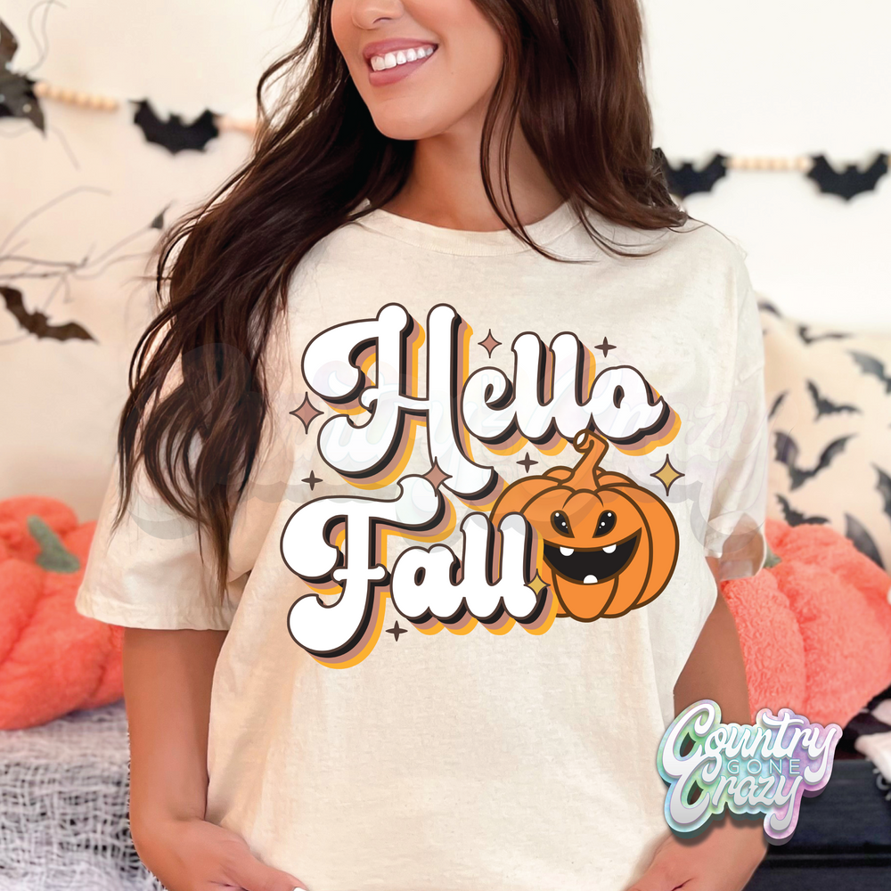 HELLO FALL - NATURAL T-SHIRT-Country Gone Crazy-Country Gone Crazy