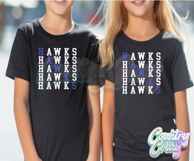 Hawks • Royal • Stacked T-Shirt-Country Gone Crazy-Country Gone Crazy