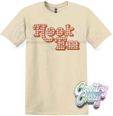 HOOK EM PLAID - NATURAL T-SHIRT-Country Gone Crazy-Country Gone Crazy