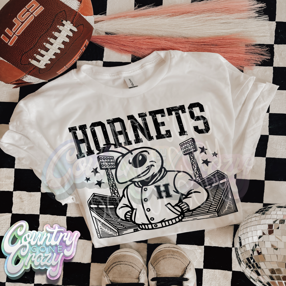 Hornets ~ Letterman ~ Natural T-Shirt-Country Gone Crazy-Country Gone Crazy