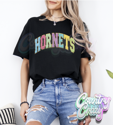 Hornets - Faux Chenille - T-Shirt-Country Gone Crazy-Country Gone Crazy
