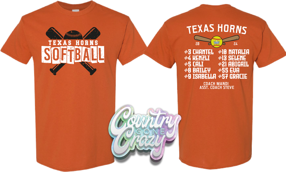 Texas Horns Roster - MBYSA Softball • T-Shirt-Country Gone Crazy-Country Gone Crazy