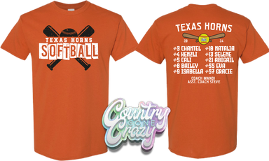 Texas Horns Roster - MBYSA Softball • T-Shirt-Country Gone Crazy-Country Gone Crazy