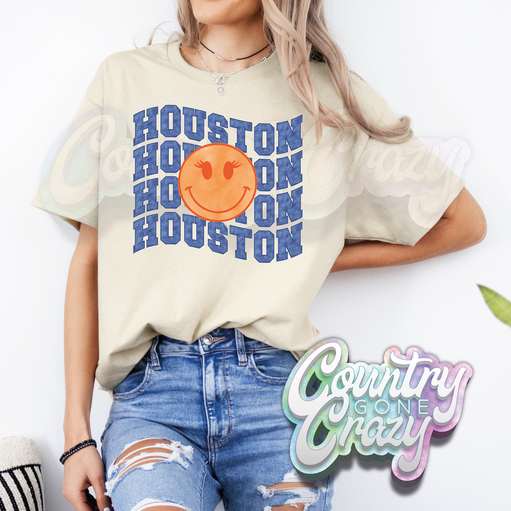 HOUSTON SMILEY - NATURAL T-Shirt-Country Gone Crazy-Country Gone Crazy