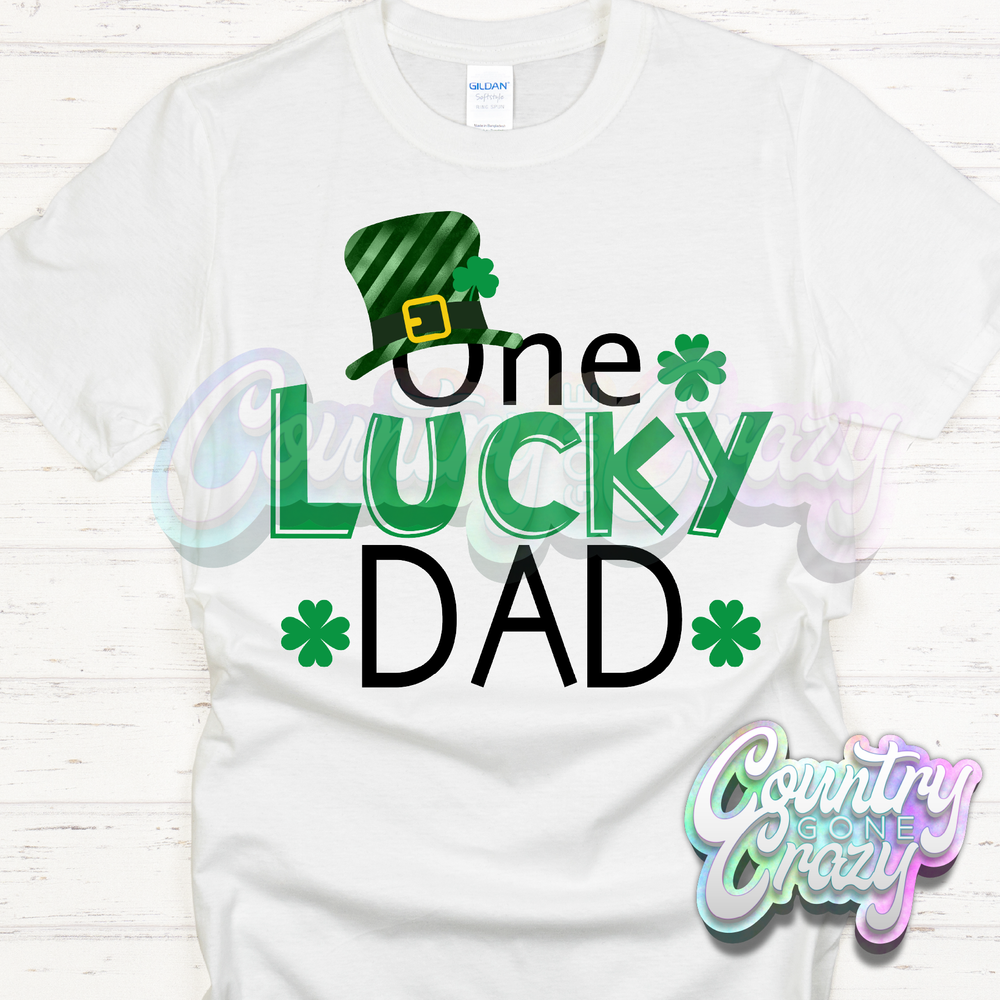 ONE LUCKY DAD - WHITE T-SHIRT-Country Gone Crazy-Country Gone Crazy