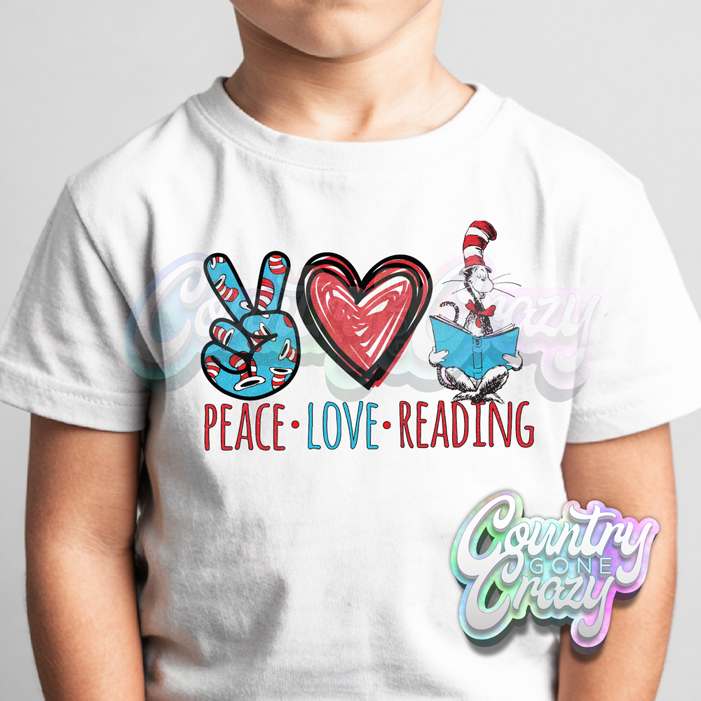 PEACE LOVE READING - T-Shirt-Country Gone Crazy-Country Gone Crazy