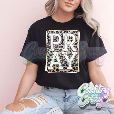 PRAY LEOPARD - BLACK T-SHIRT-Country Gone Crazy-Country Gone Crazy