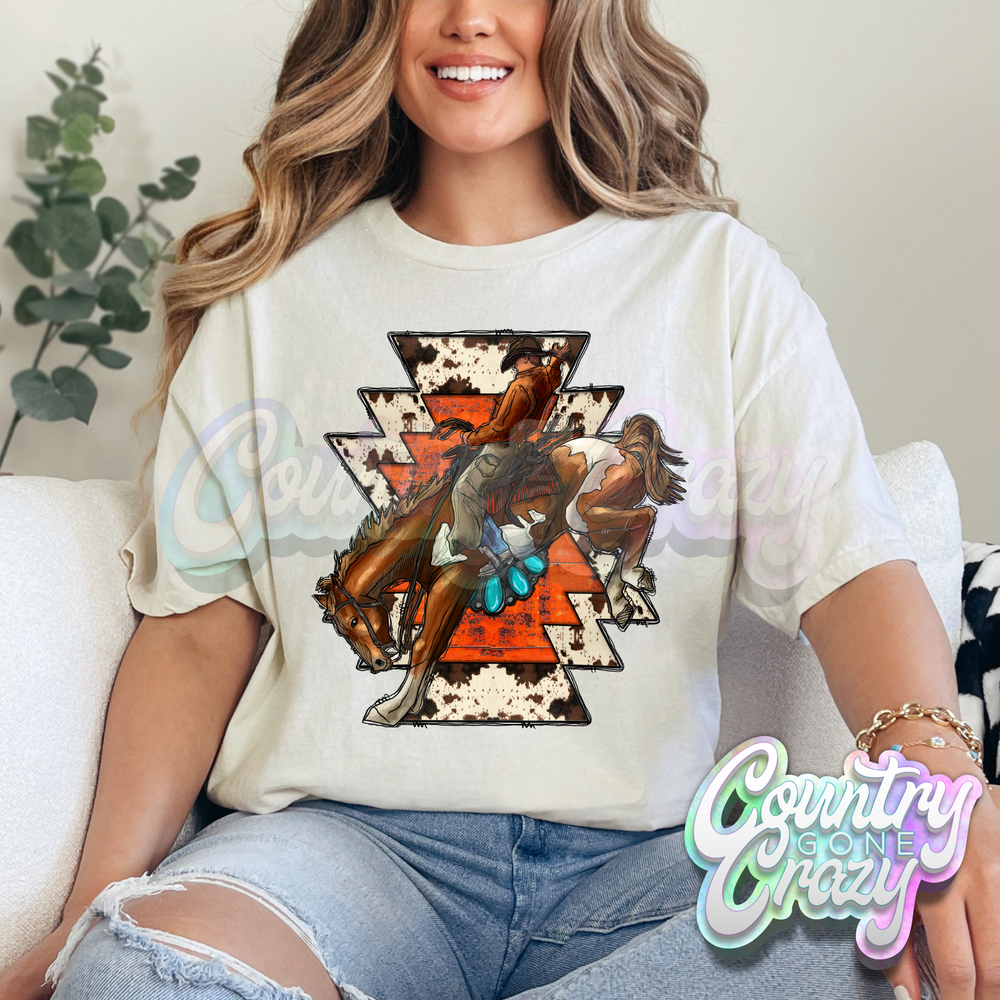 AZTEC COWBOY // NATURAL T-SHIRT-Country Gone Crazy-Country Gone Crazy
