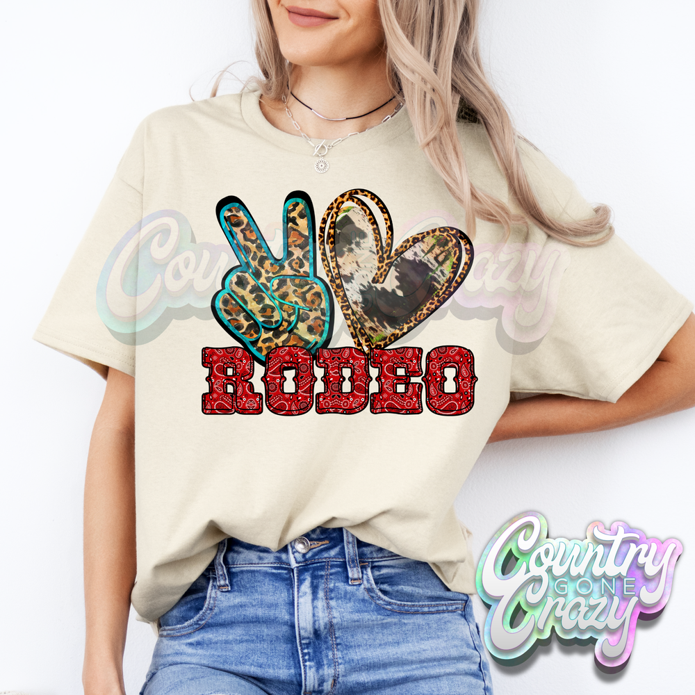PEACE LOVE RODEO // SAND T-SHIRT-Country Gone Crazy-Country Gone Crazy