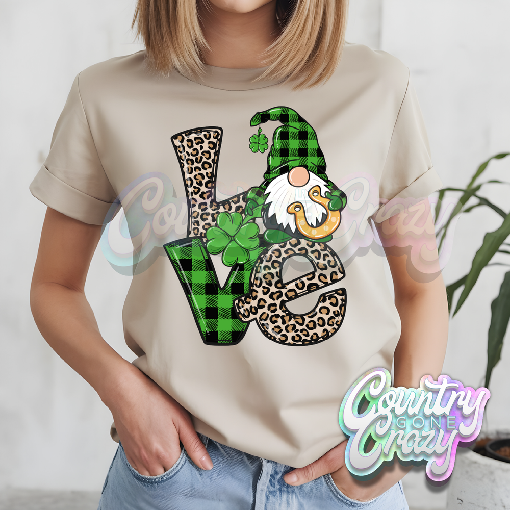 LOVE ST. PATRICK GNOME - SAND T-SHIRT-Country Gone Crazy-Country Gone Crazy