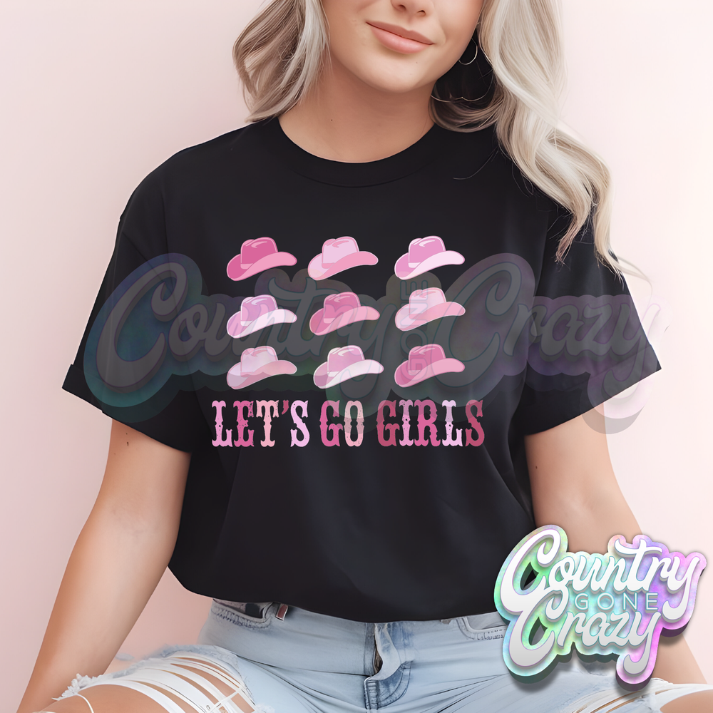 LETS GO GIRLS PINK // BLACK T-SHIRT-Country Gone Crazy-Country Gone Crazy