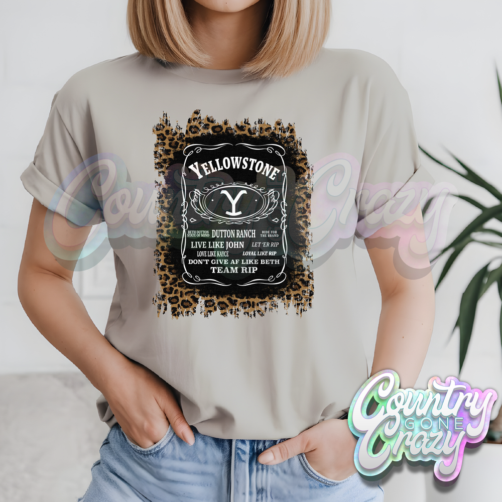 YELLOWSTONE JACK DANIEL LEOPARD // SAND T-SHIRT-Country Gone Crazy-Country Gone Crazy