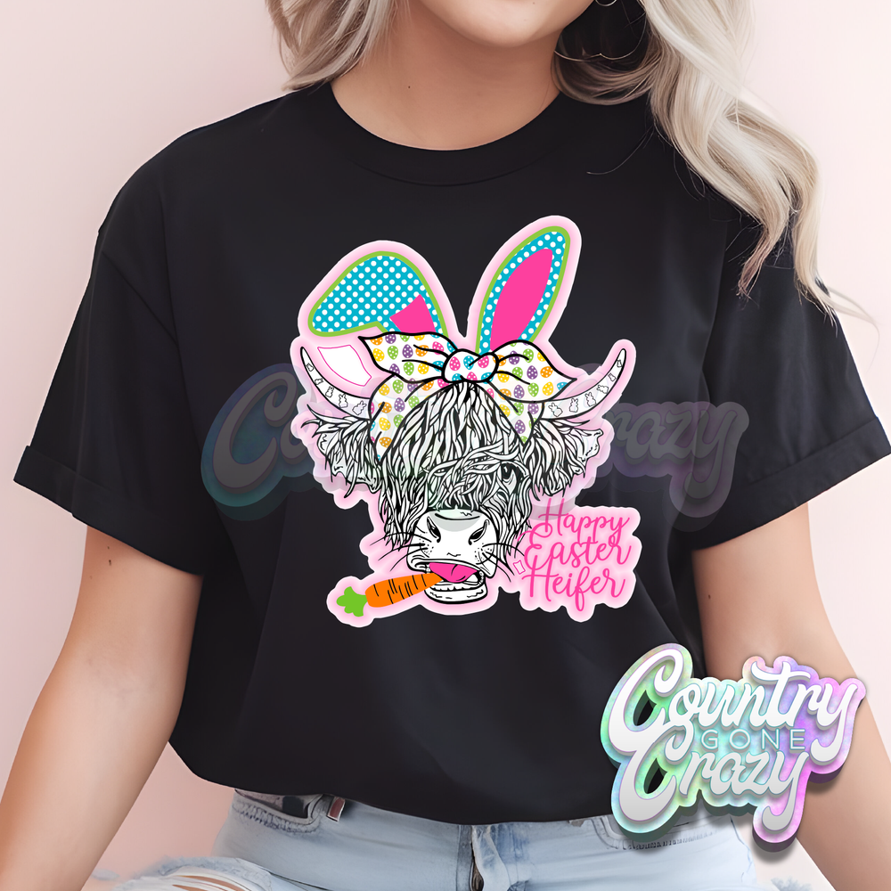 HAPPY EASTER HEIFER - BLACK T-SHIRT-Country Gone Crazy-Country Gone Crazy