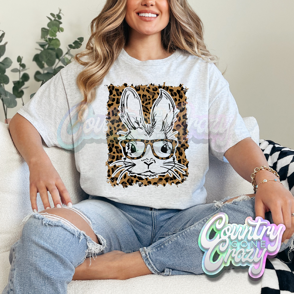 BUNNY GLASSES LEOPARD - ASH T-SHIRT-Country Gone Crazy-Country Gone Crazy